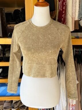AERIE Offline Cropped Ribbed Fitted Top